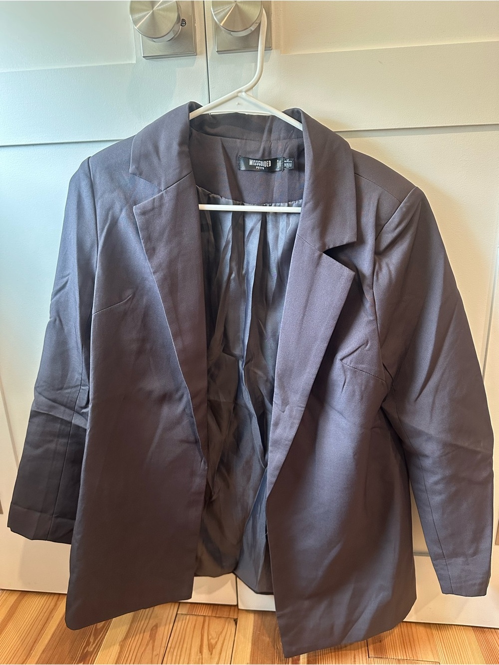 Missguided Open Front Blazer in Charcoal